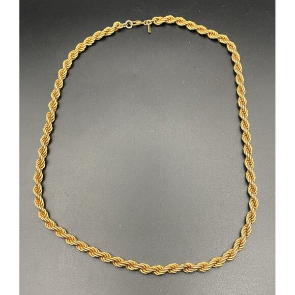 Vintage Monet Heavy 5 mm Rope Chain Necklace Gold Tone Signed 18" Layering - Picture 1 of 5